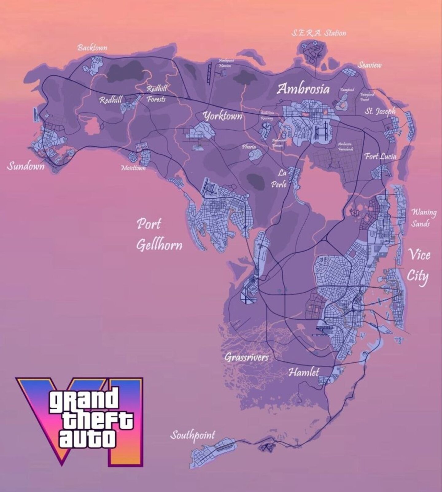 Примерная карта GTA 6, созданная на основе утечек