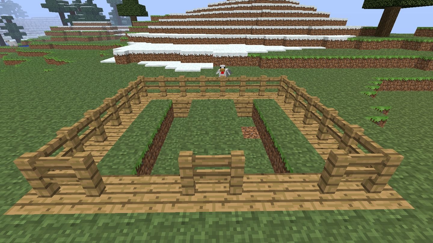 Источник: Minecraft Wiki / Постройка простой фермы