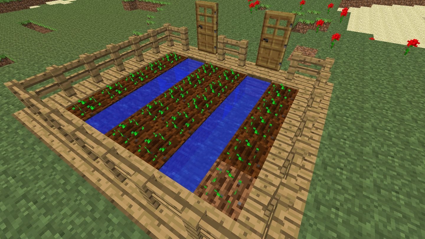 Источник: Minecraft Wiki / Постройка простой фермы