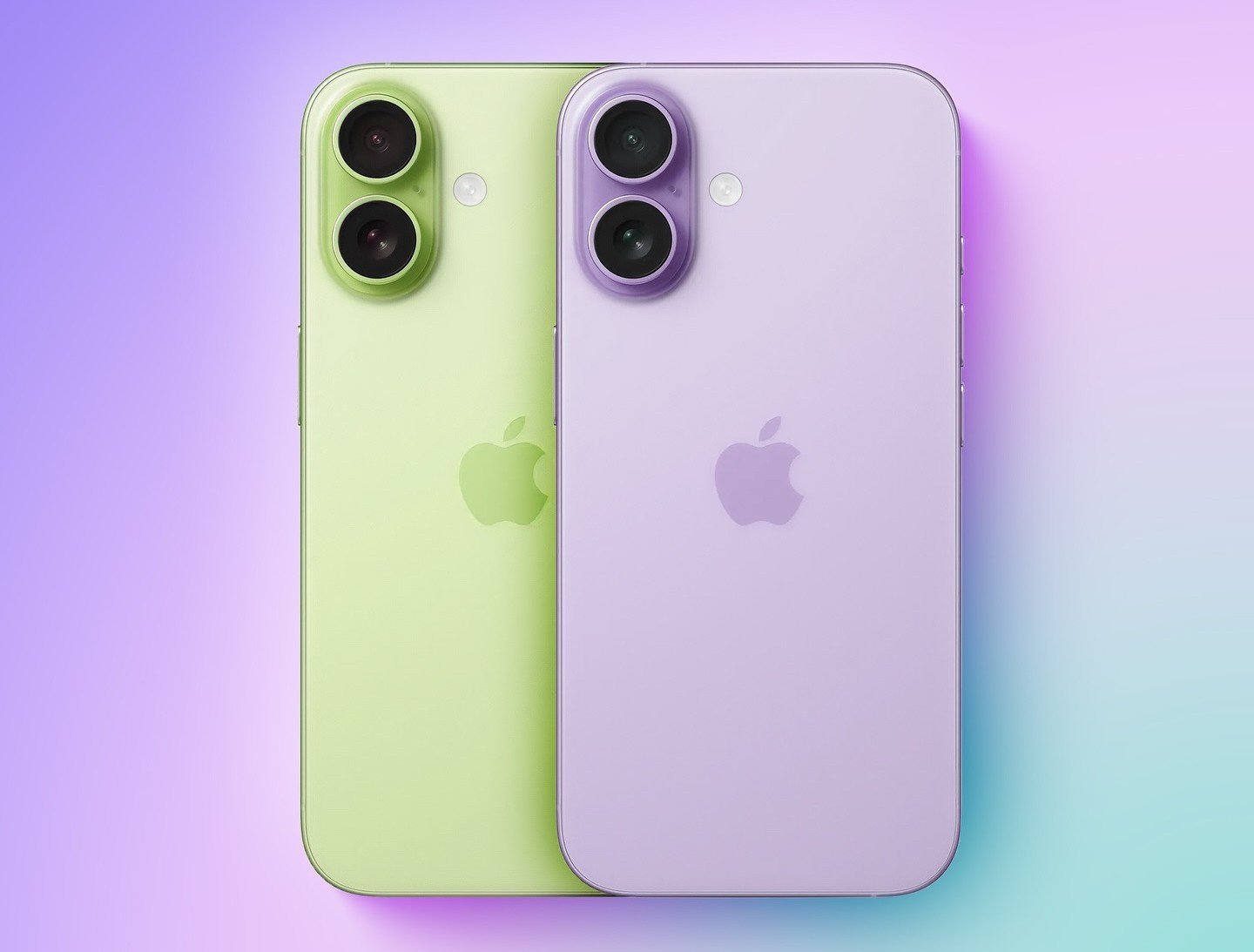 iPhone 17 в фиолетовом и зеленом исполнении.