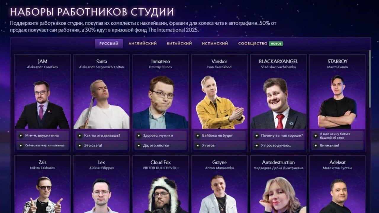 Скриншот CQ.ru / Наборы работников студии