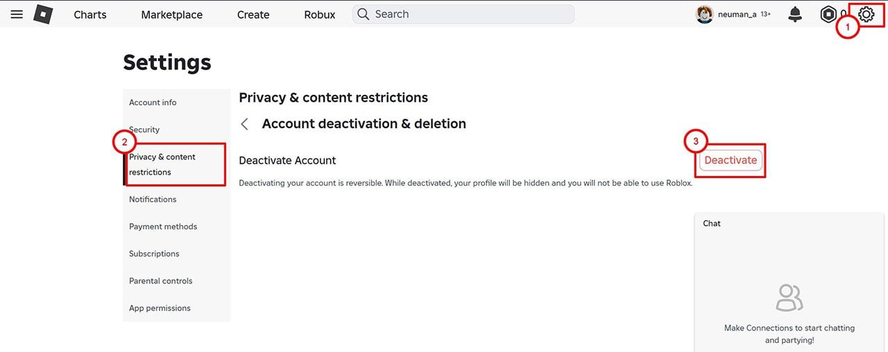 Источник: CQ.ru / Пошаговая деактивация аккаунта Roblox