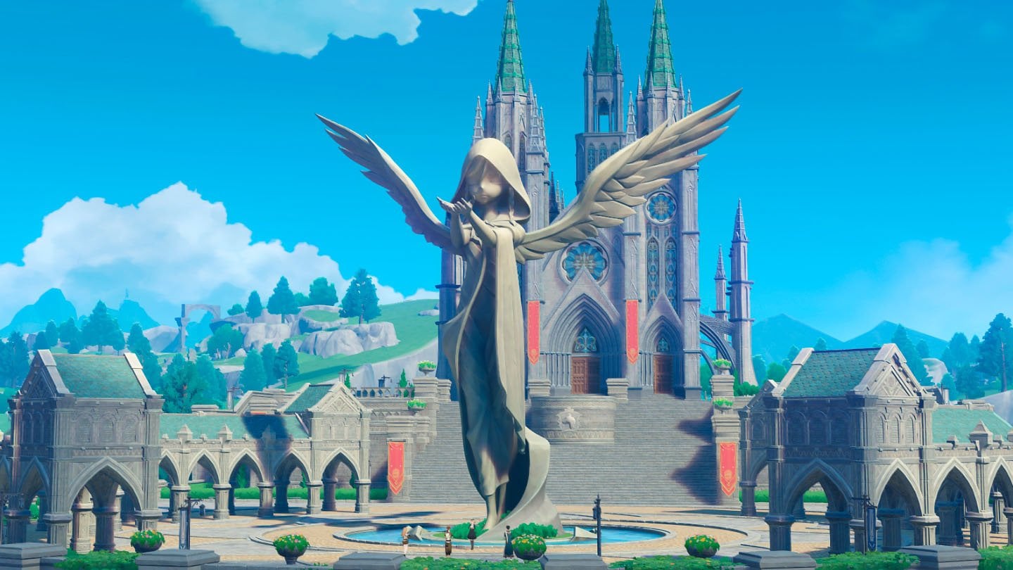 Источник: скриншот CQ.ru / Город свободы Мондштадт и статуя Анемо Архонта Венти в Genshin Impact