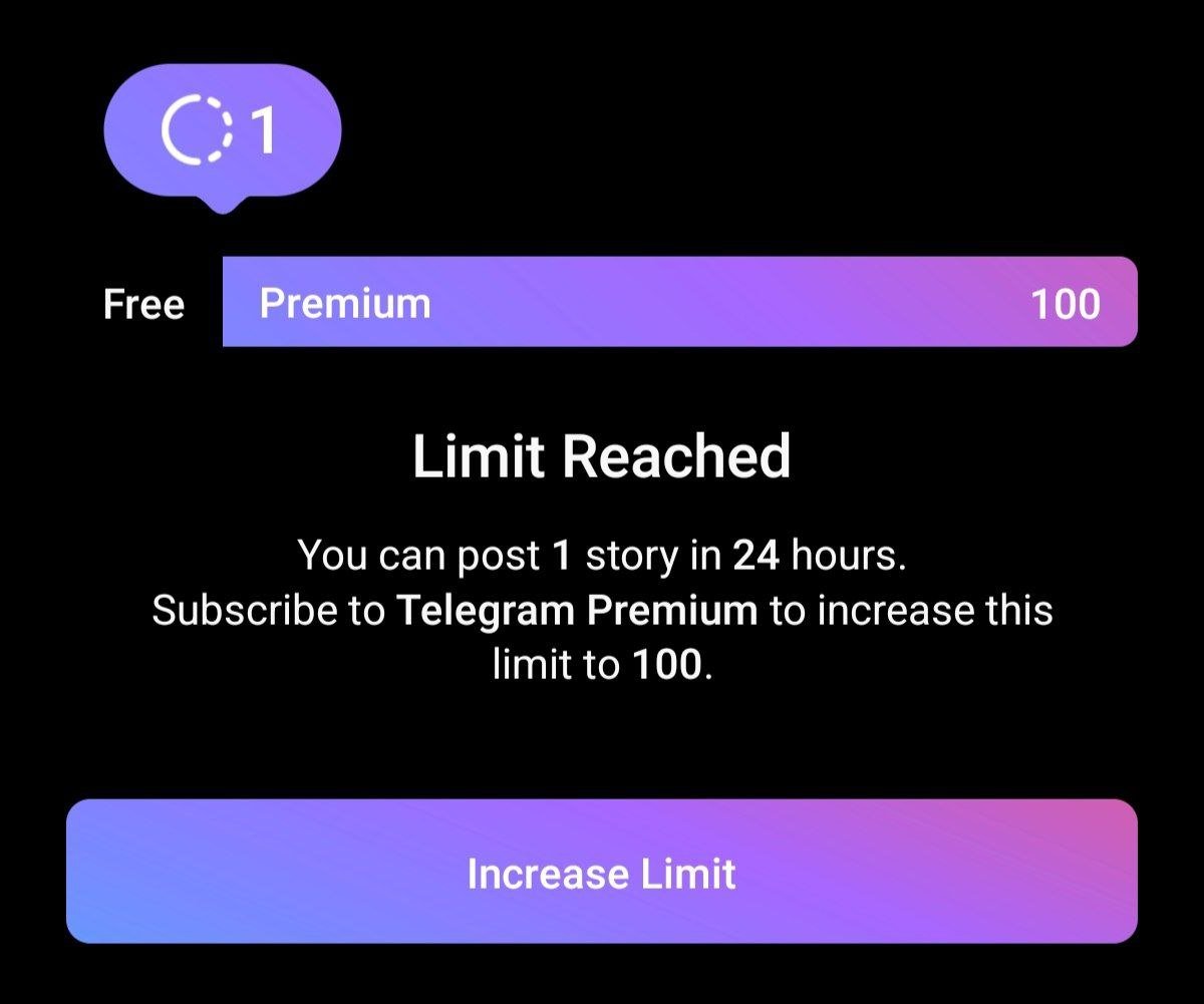 Лимит на истории в Телеграм