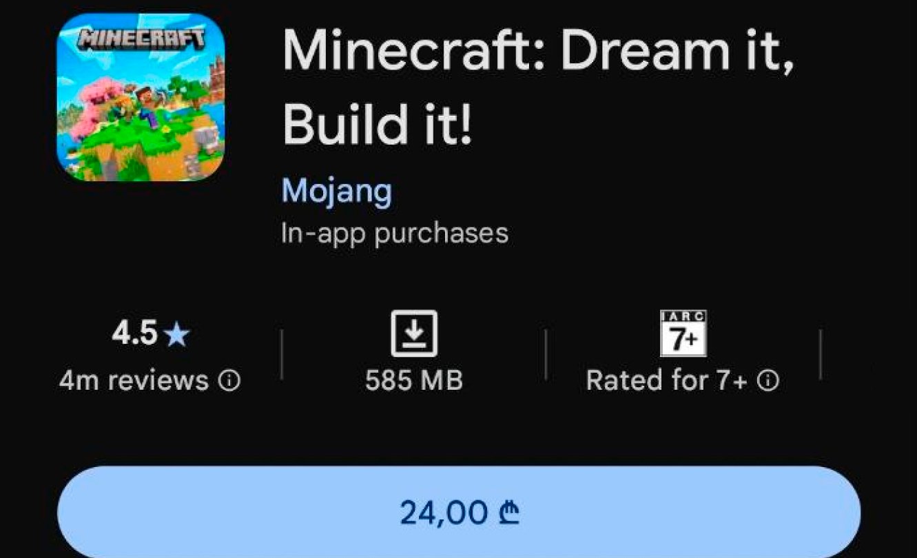 Источник: скриншот CQ.ru / Страница покупки Minecraft в Google Play через турецкий регион аккаунта