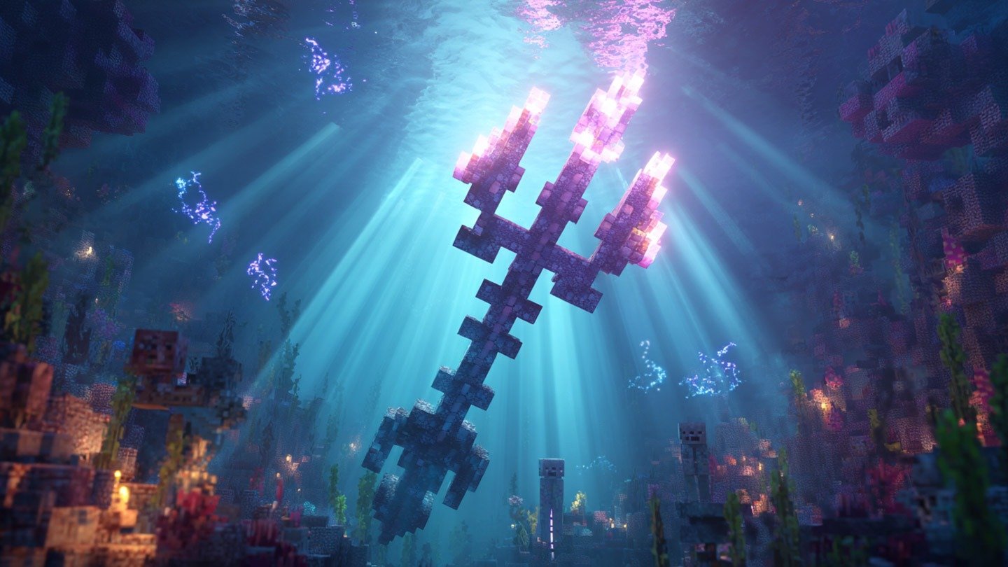 Трезубец в Minecraft как получить зачаровать и использовать