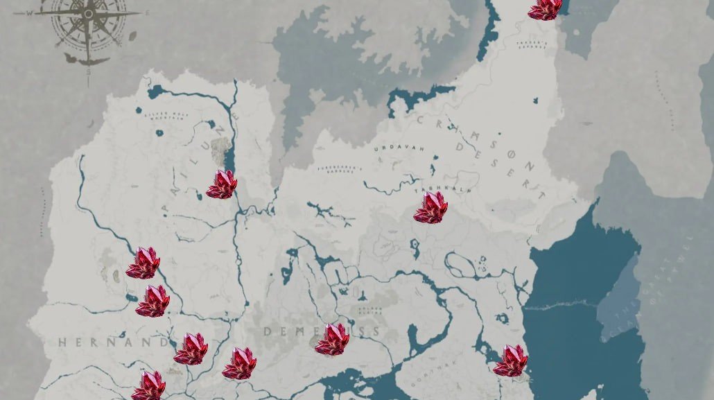 Источник: CQ.ru / Местоположение Кровавого камня в Crimson Desert на карте