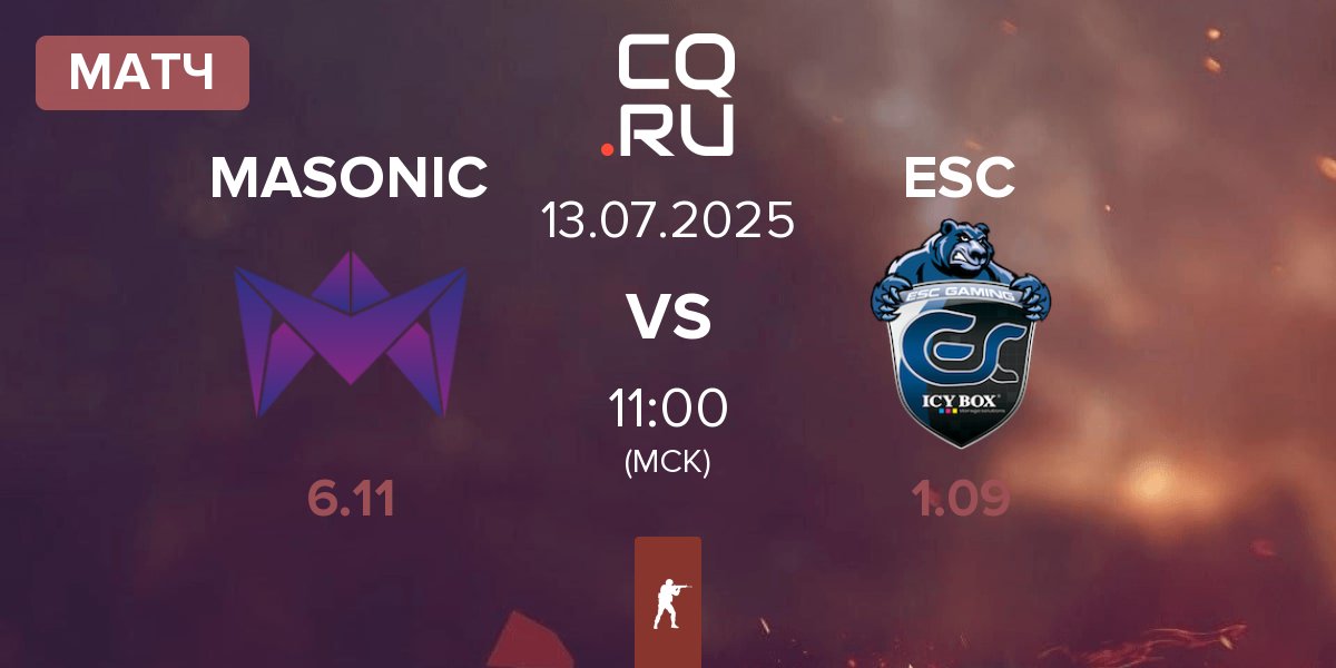 Матч MASONIC vs ESC Gaming ESC | 13.07