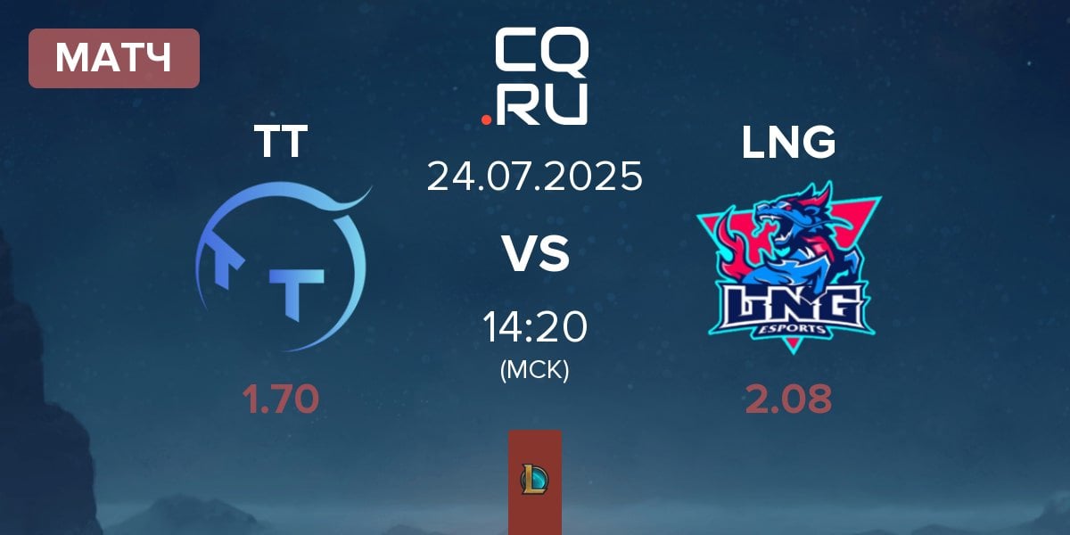 Матч ThunderTalk Gaming TT vs LNG Esports LNG | 24.07