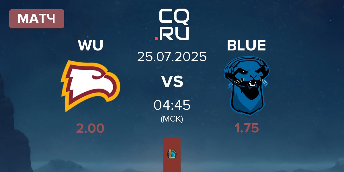 Матч Winthrop University WU vs Blue Otter BLUE | 25.07
